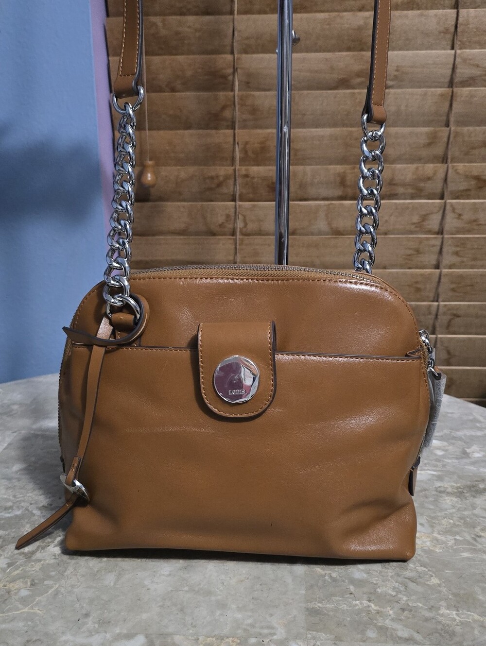 Lodis Rodeo Chain Izabelia Brown Italian Leather Crossbody Bag - Picture 2 of 16